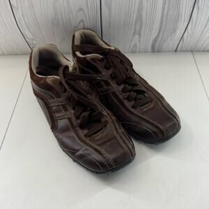Y2K Sketchers Brown Leather Mens Sneaker Shoes Bowling Comfort Size 9